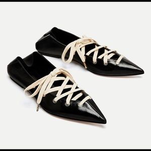 NWT ZARA Leather Ballet Flats